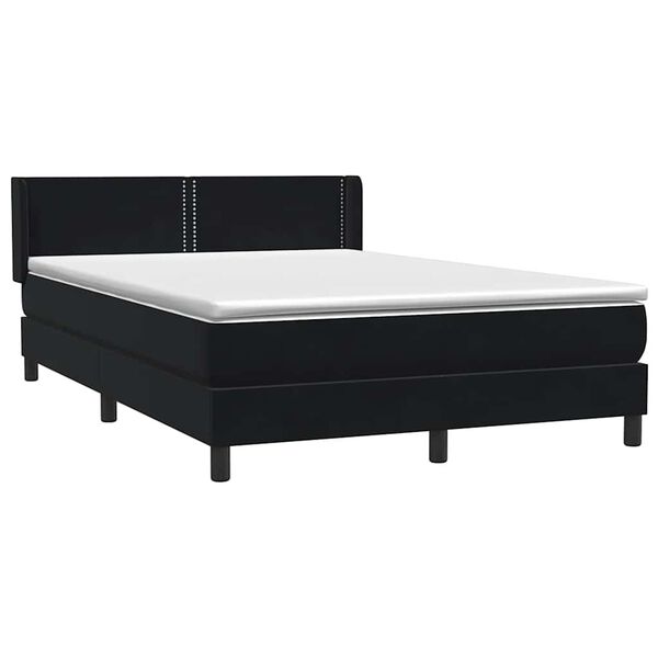 vidaXL Sommier &agrave; lattes de lit avec matelas noir 140x210 cm velours
