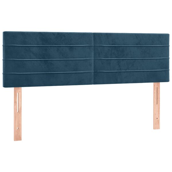 vidaXL T&ecirc;tes de lit 2 pcs Bleu fonc&eacute; 72x5x78/88 cm Velours