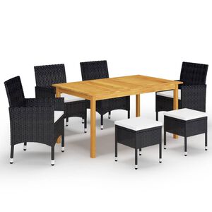vidaXL Ensemble &agrave; manger de jardin 7 pcs Noir