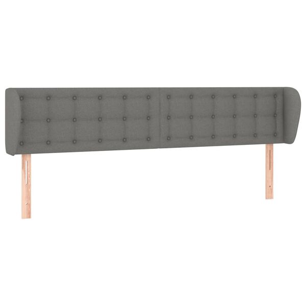 vidaXL T&ecirc;te de lit avec oreilles Gris fonc&eacute; 163x16x78/88 cm Tissu