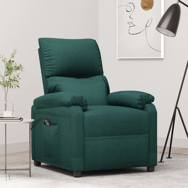 vidaXL Fauteuil inclinable &eacute;lectrique Vert fonc&eacute; Tissu