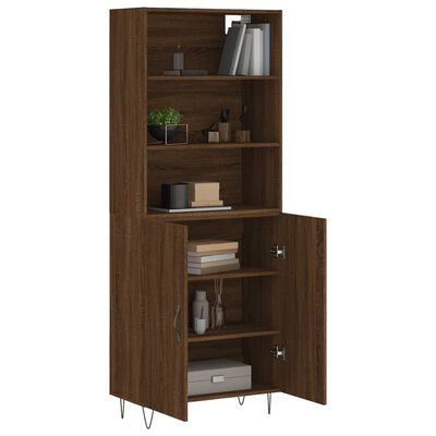 vidaXL Buffet haut Chêne marron 69,5x34x180 cm Bois d'ingénierie