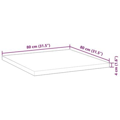 vidaXL Dessus de table carré 80x80x4 cm bois massif d'acacia