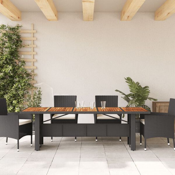 vidaXL Table de jardin et dessus en bois d'acacia noir r&eacute;sine tress&eacute;e