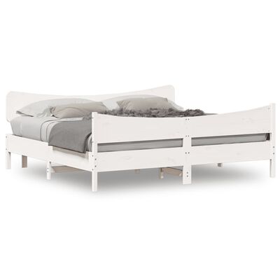 vidaXL Cadre de lit et tête de lit blanc 200x200 cm bois de pin massif