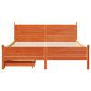 vidaXL Cadre de lit sans matelas cire marron 135x190cm bois pin massif