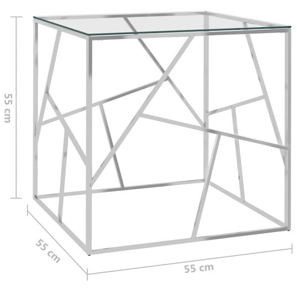vidaXL Table basse Argent&eacute; 55x55x55 cm Acier inoxydable et verre