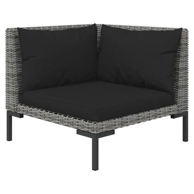 vidaXL Salon de jardin 3 pcs avec coussins Résine tressée Gris foncé