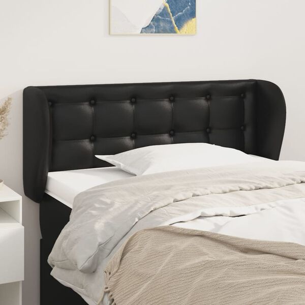 vidaXL T&ecirc;te de lit avec oreilles noir 103x23x78/88 cm similicuir