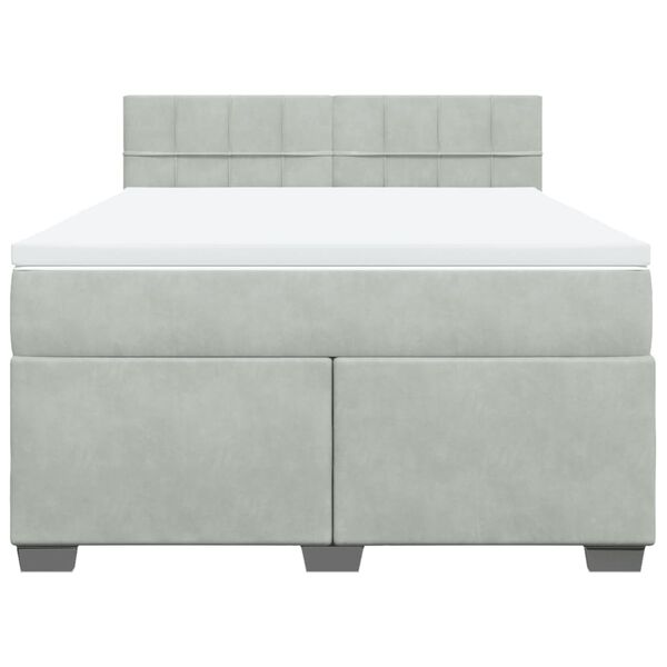 vidaXL Sommier &agrave; lattes de lit et matelas Gris clair 140x190cm Velours