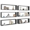 vidaXL Étagères cube murales 6 pcs Gris 100x15x30 cm bois d'ingénierie