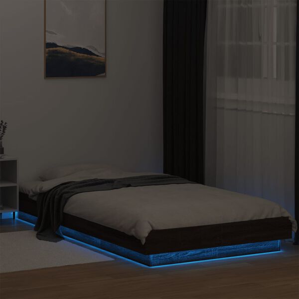vidaXL Cadre de lit avec lumi&egrave;res LED sans matelas 90x200 cm