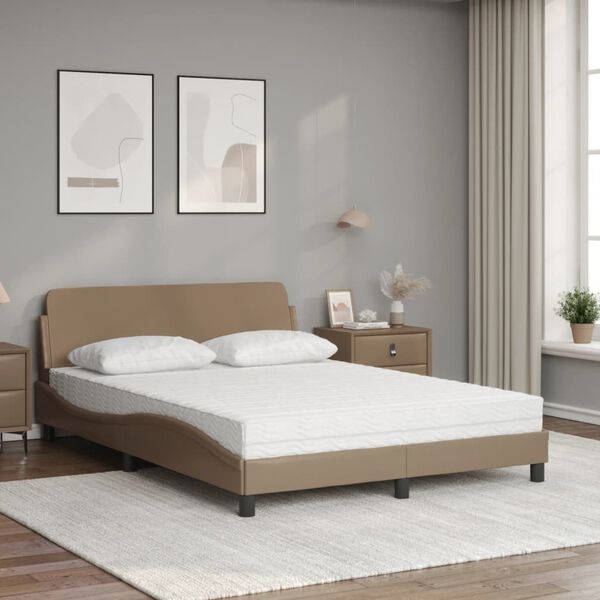 vidaXL Lit avec matelas Dover cappuccino 140x200 cm similicuir