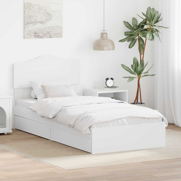 vidaXL Lit de Rangement Blanc 90 x 190 cm Bois d'ing&eacute;nierie
