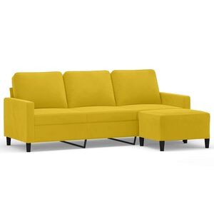 vidaXL Canap&eacute; &agrave; 3 places avec repose-pieds jaune 180 cm velours