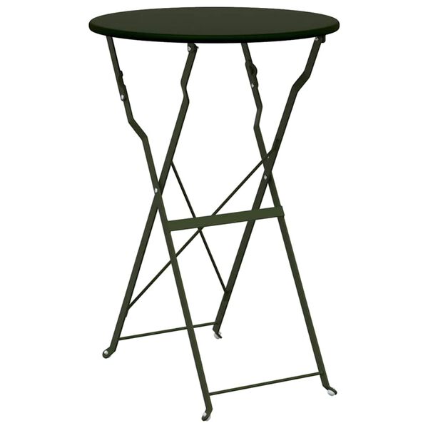 vidaXL Table bistrot Vert fonc&eacute; &Oslash;50x71 cm Acier rev&ecirc;tu de poudre