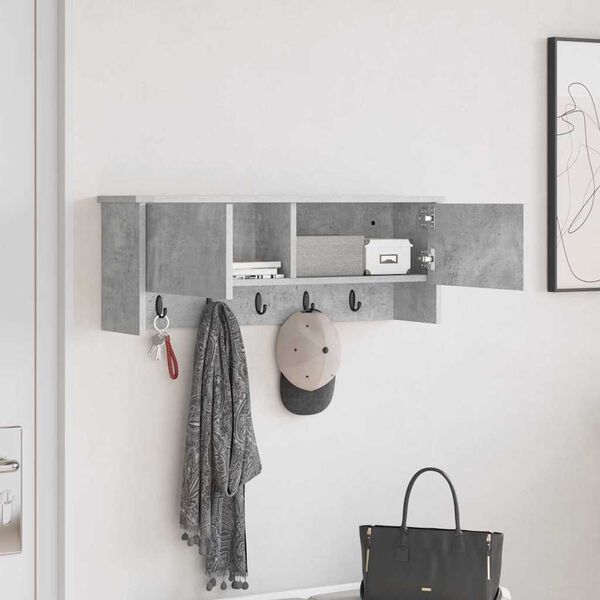 vidaXL Porte-manteau mural avec &eacute;tag&egrave;re Gris b&eacute;ton 80 x 20 x 30 cm