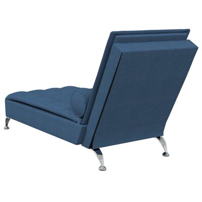 vidaXL Chaise longue de massage avec traversin bleu tissu