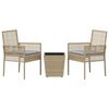 vidaXL Ensemble bistro de jardin 3 pcs Beige Poly rotin