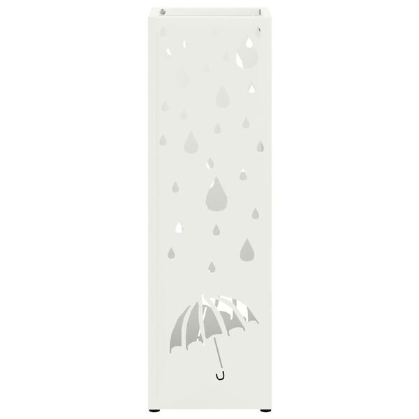 vidaXL Porte-parapluie avec stockage Blanc 15,5 x 15,5 x 49 cm M&eacute;tal