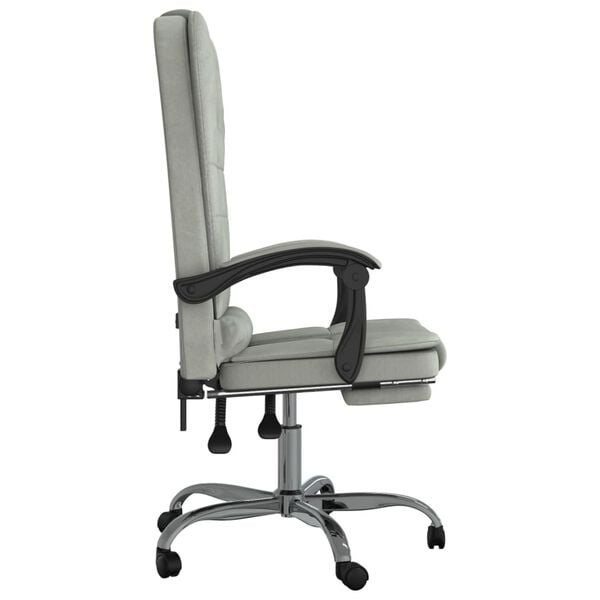 vidaXL Fauteuil de massage inclinable de bureau Gris clair Velours