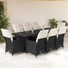 vidaXL Ensemble de bistro de jardin 9 pcs coussins noir poly rotin
