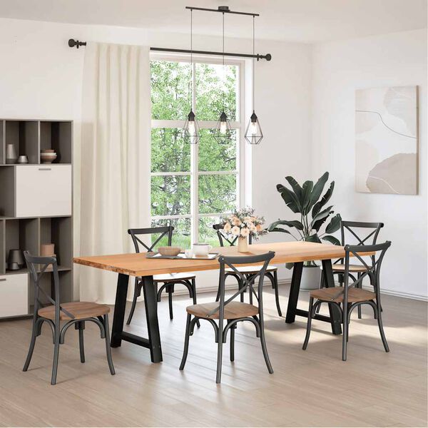 vidaXL Pieds de table à manger en forme de A, 2 pièces, noir, 70 x (72-73) cm, acier