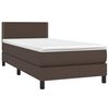 vidaXL Sommier &agrave; lattes de lit avec matelas et LED Marron 90x190 cm