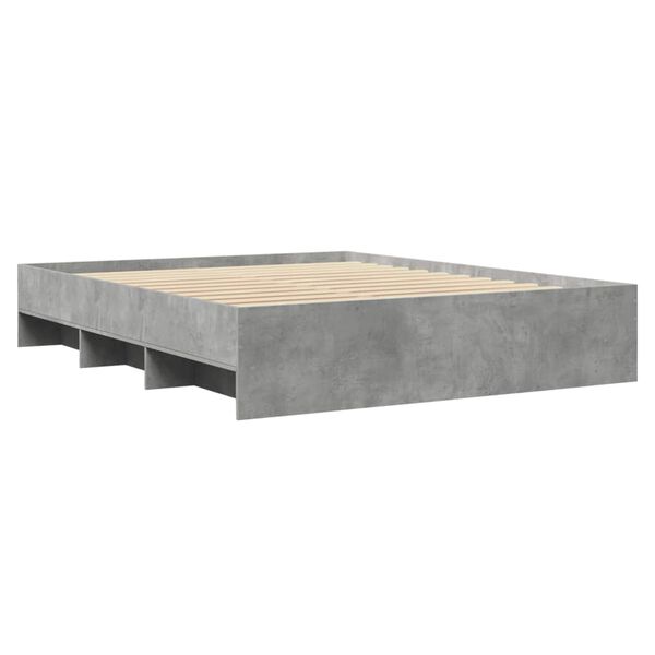 vidaXL Cadre de lit sans matelas gris b&eacute;ton 160x200 cm bois ing&eacute;nierie