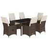 vidaXL Ensemble &agrave; manger de jardin et coussins 7 pcs marron rotin