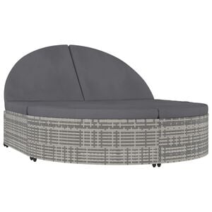 vidaXL Chaise longue à 2 places avec coussins résine tressée gris