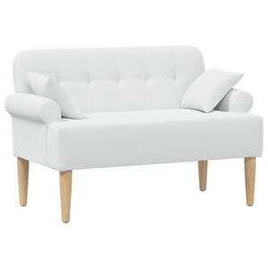 vidaXL Canap&eacute; love seat avec capitonnage en boutons Blanc Tissu