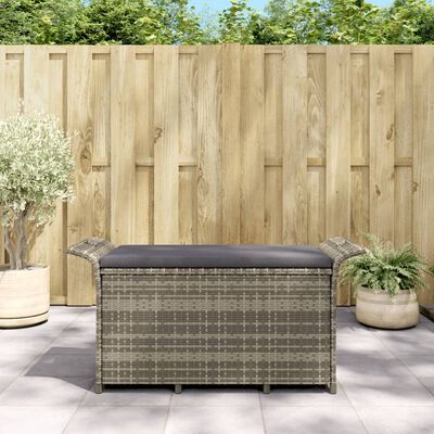 vidaXL Banc de jardin avec coussin gris 116x46x57 cm résine tressée