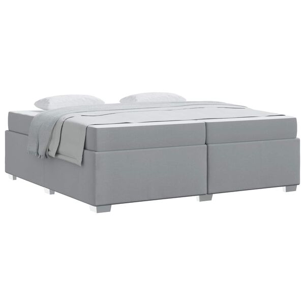 vidaXL Cadre de lit avec matelas Gris clair 200 x 200 cm tissu
