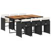 vidaXL Ensemble &agrave; manger de jardin coussins 7pcs Noir R&eacute;sine tress&eacute;e