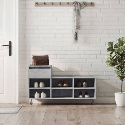 vidaXL Armoire à chaussures Gris béton 102x36x60 cm Bois d'ingénierie