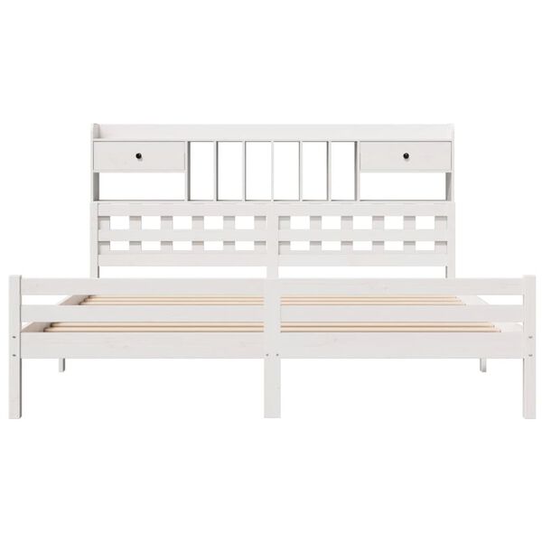 vidaXL Lit biblioth&egrave;que sans matelas blanc 180x200 cm bois pin massif
