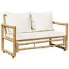 vidaXL Canap&eacute; de jardin &agrave; 2 places avec coussins Bambou