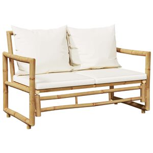 vidaXL Canap&eacute; de jardin &agrave; 2 places avec coussins Bambou