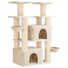 vidaXL Arbre &agrave; chat avec poteaux &agrave; griffer en sisal Cr&egrave;me 147 cm 2 pc