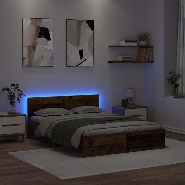 vidaXL Cadre de lit Bois Ancien 120 x 190 cm Bois d'ing&eacute;nierie