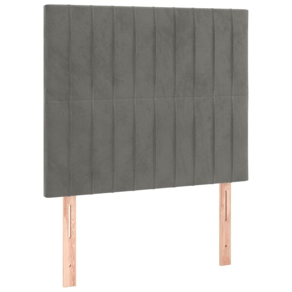 vidaXL T&ecirc;te de lit &agrave; LED Gris clair 90x5x118/128 cm Velours