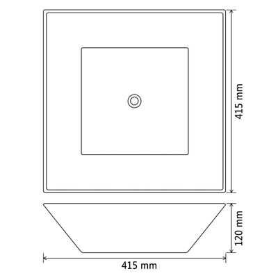 vidaXL Lavabo Céramique carré Noir 41,5 x 41,5 x 12 cm