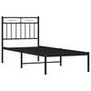 vidaXL Cadre de lit m&eacute;tal sans matelas avec t&ecirc;te de lit noir 75x190 cm