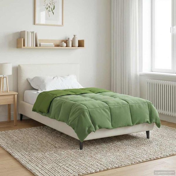 vidaXL Duvet d'hiver Matelass&eacute; Vert 155 x 220 cm Microfibre