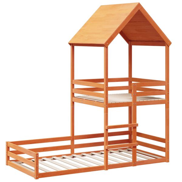 vidaXL Lit superposé sans matelas cire marron 90x200 cm pin massif