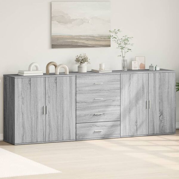 vidaXL Buffets 3 pcs Sonoma gris Bois d'ing&eacute;nierie