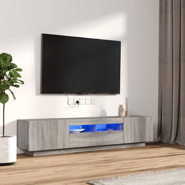 vidaXL Ensemble de meubles TV avec lumières LED 2 pcs Sonoma gris