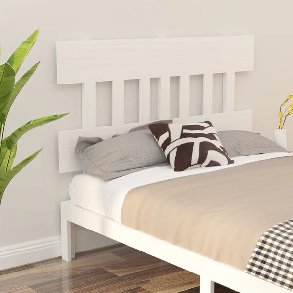 vidaXL T&ecirc;te de lit Blanc 123,5x3x81 cm Bois massif de pin