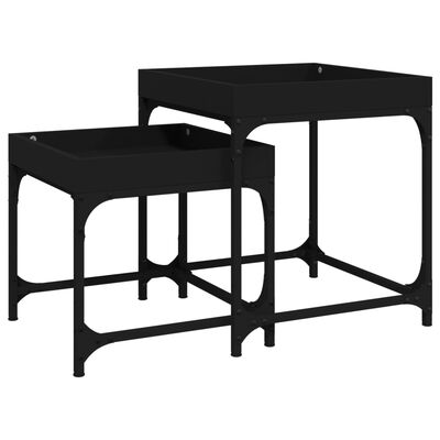 vidaXL Tables d'appoint 2 pcs Noir Bois d'ingénierie